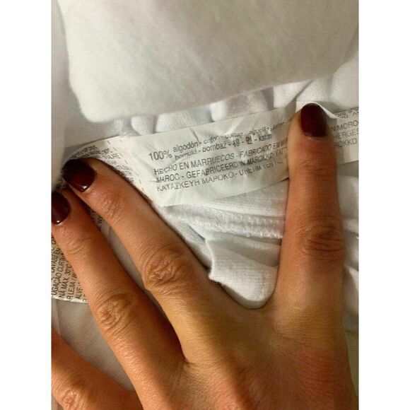 Zara Womens Solid White Long Sleeve Bell Sleeve Crew Neck Top T Shirt Small - Picture 6 of 6